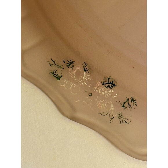 Anchor Hocking Mayfair Pink Frosted Handled Cake Plate 14" Depression Glass - Picture 3 of 5